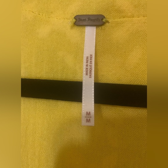 Free People Yellow & White Midi Dress Floral Embroidery - Size Med - Picture 4 of 13